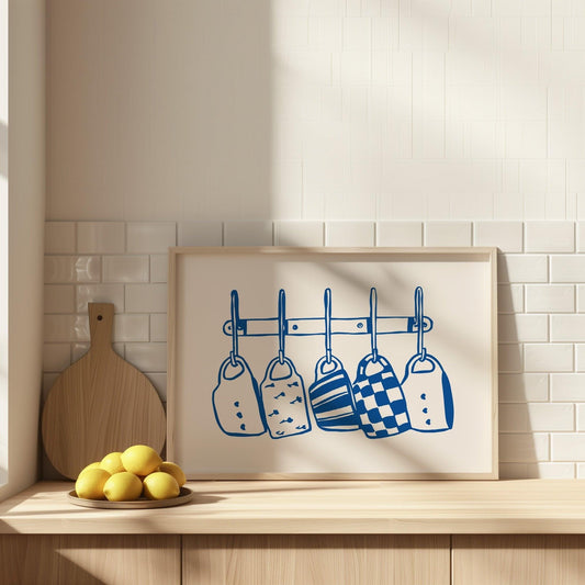 Kitchen Mugs Blue Horizontal Poster