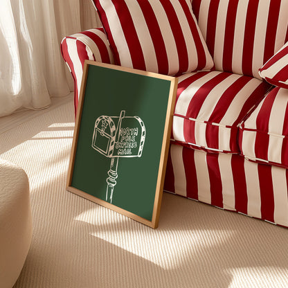 North Pole Mailbox Green Christmas Poster