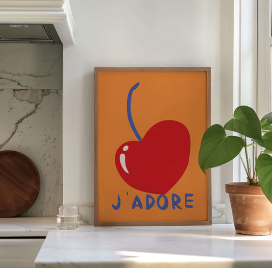 J'adore Cherry Orange Poster