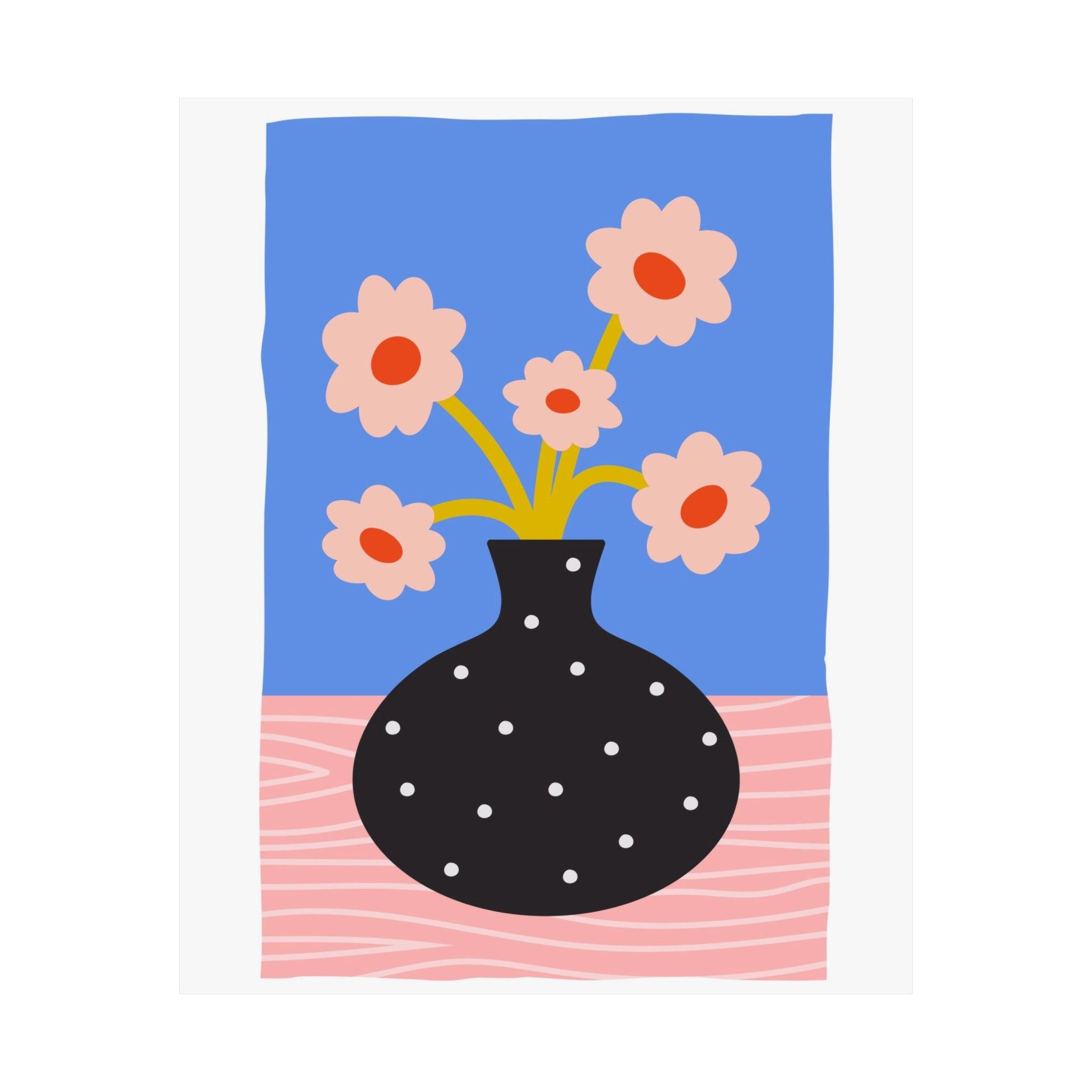 Colorful Blue Funky Flower Poster
