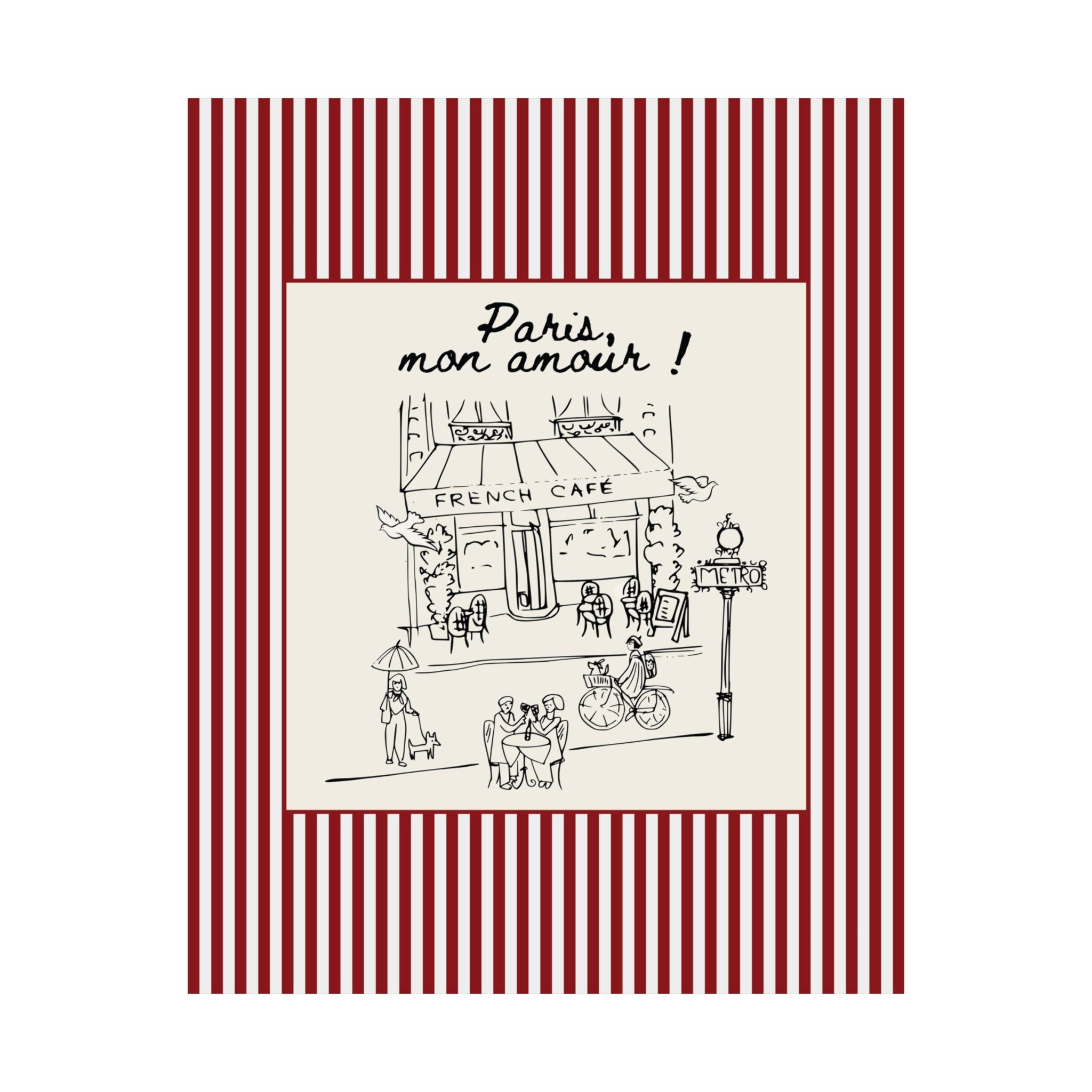 Paris Café Striped Poster