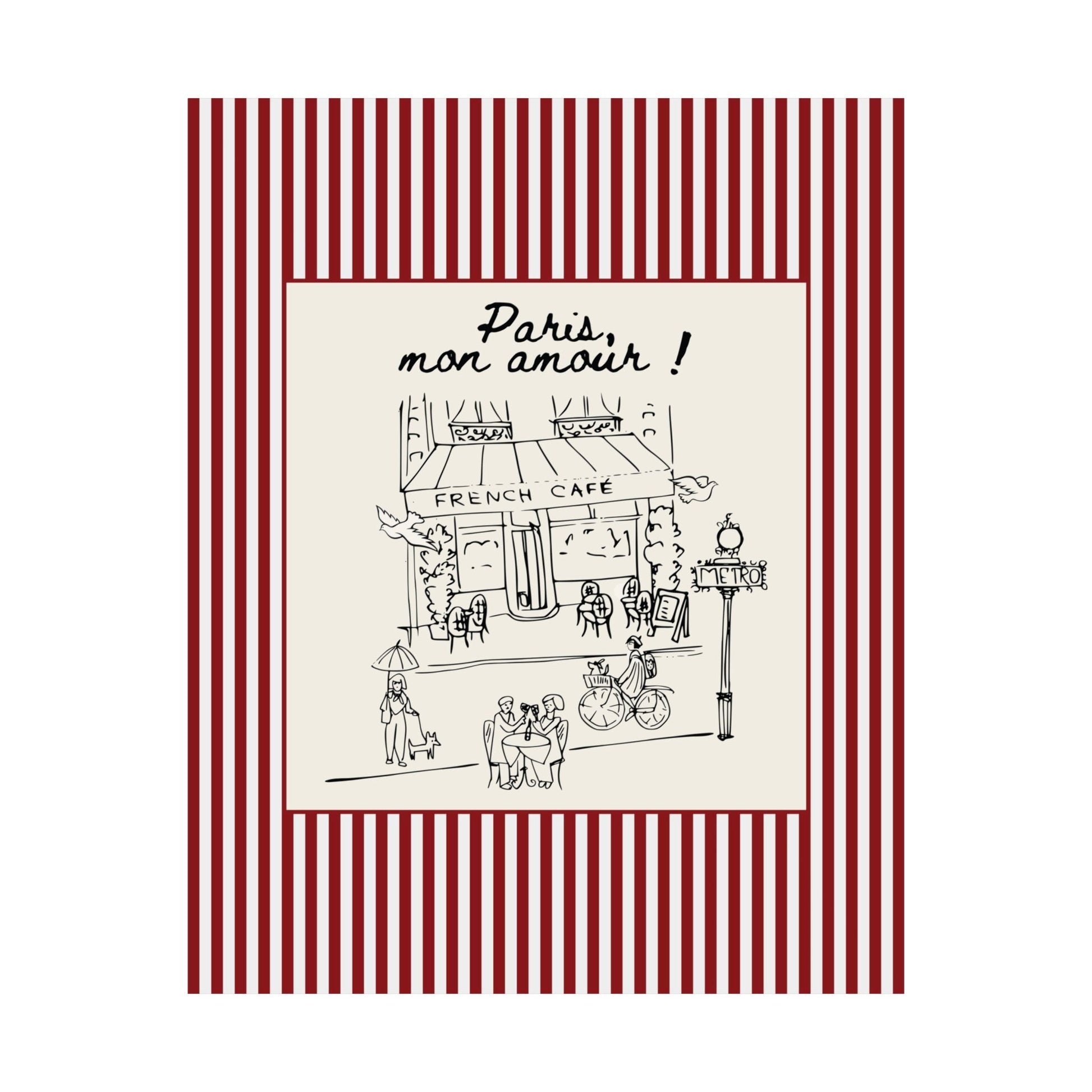 Paris Café Striped Poster