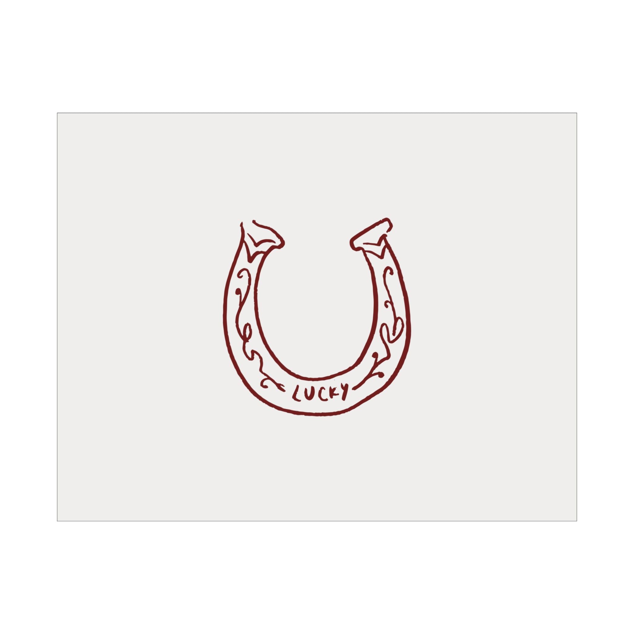 Lucky Horseshoe Burgundy Horizontal Poster