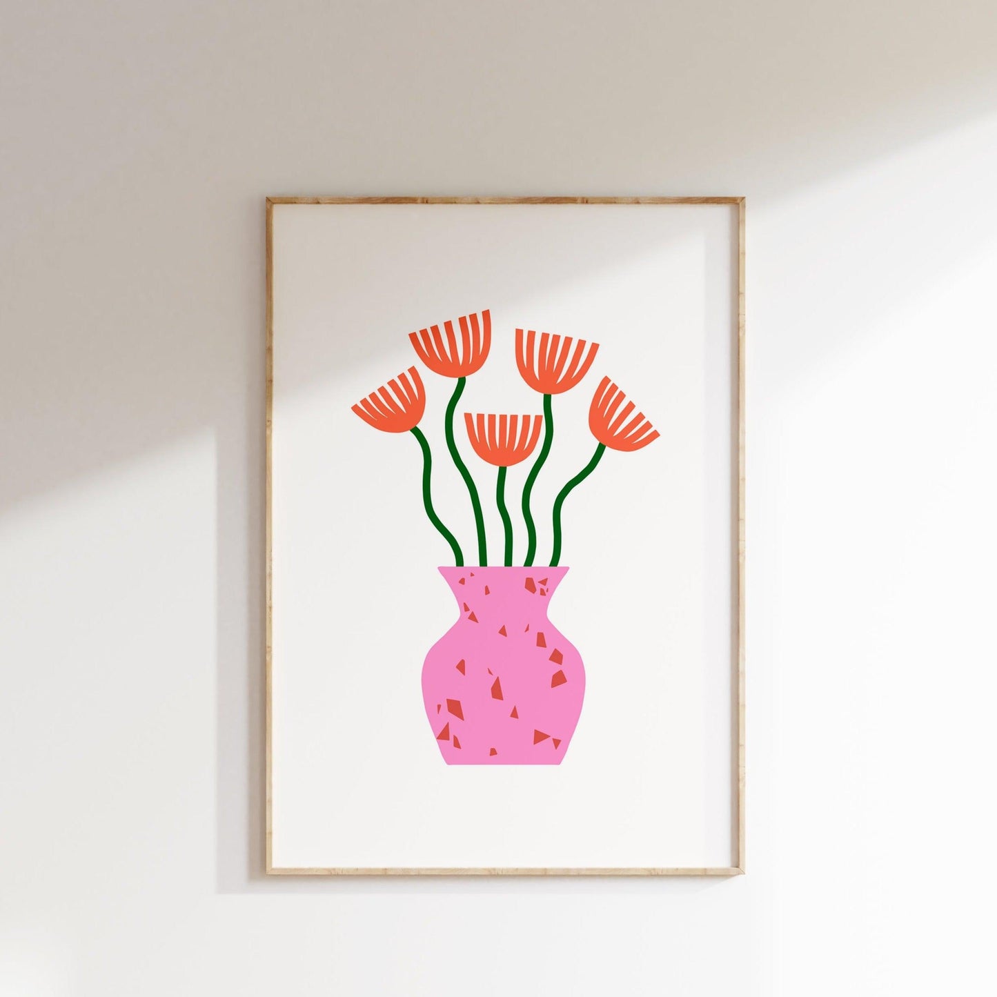 Pink Vase Colorful Flowers Poster