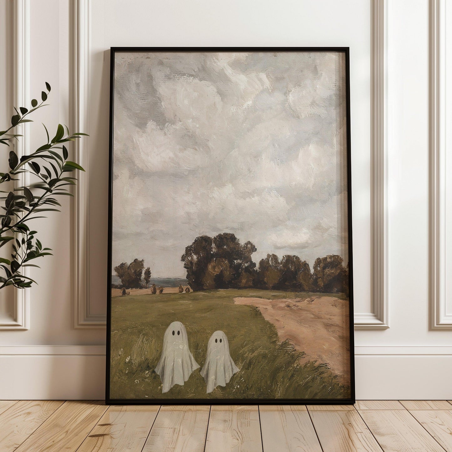 Vintage Farmhouse Ghost Halloween Poster