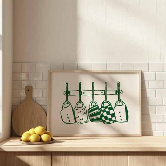 Kitchen Mugs Green Horizontal Poster