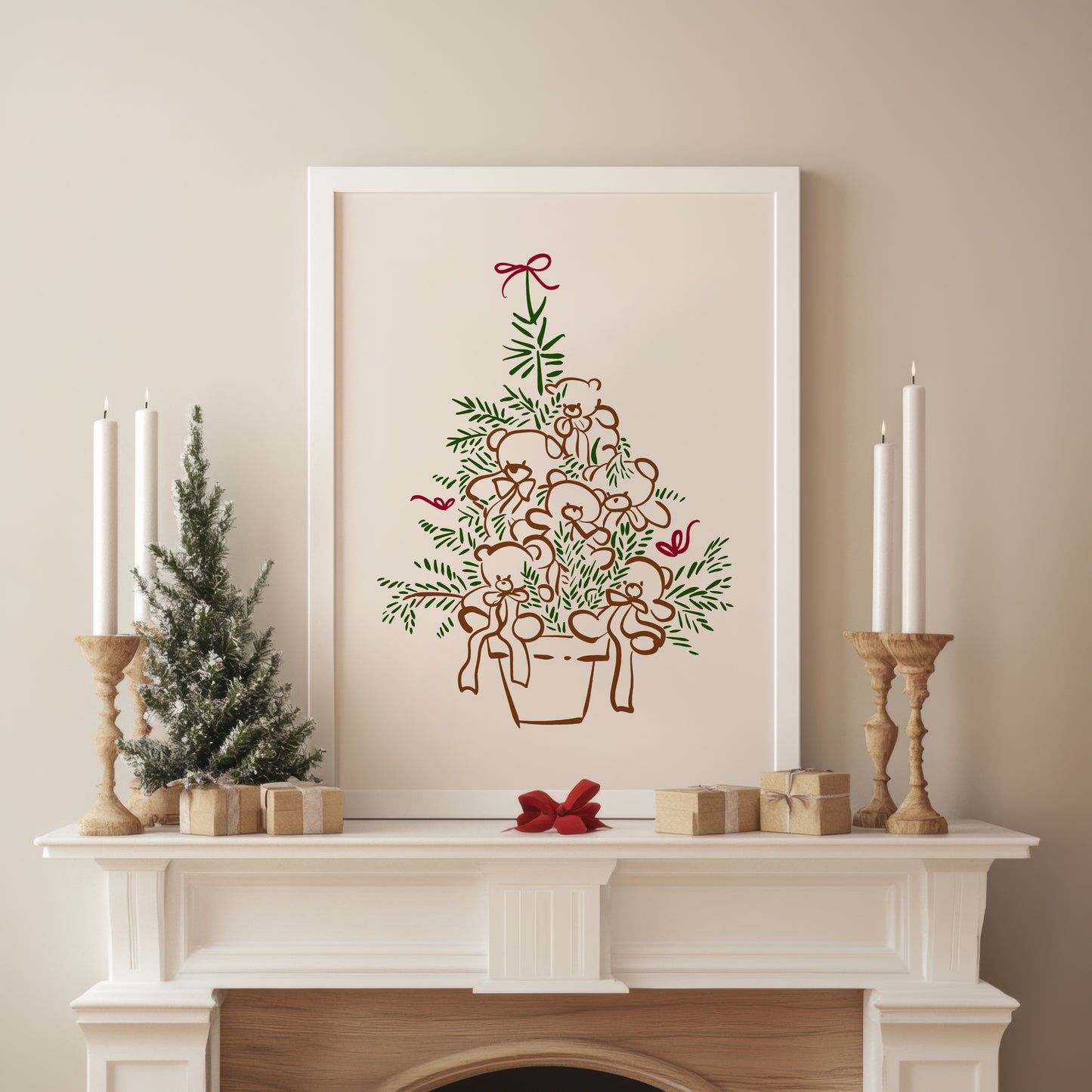 Teddy Bear Tree Christmas Poster