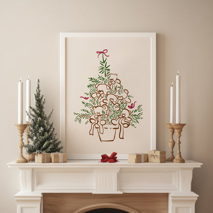 Teddy Bear Tree Christmas Poster