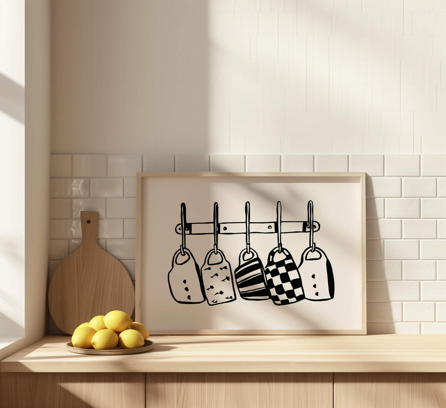 Kitchen Mugs Black Horizontal Poster