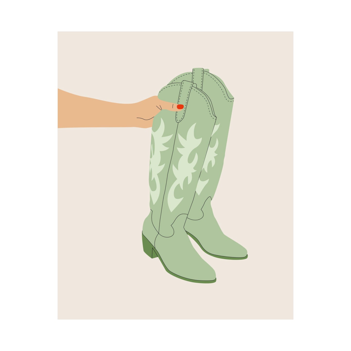 Western Sage Green Boots Poster