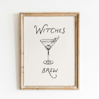 Framed artwork with a martini glass and text on a white background