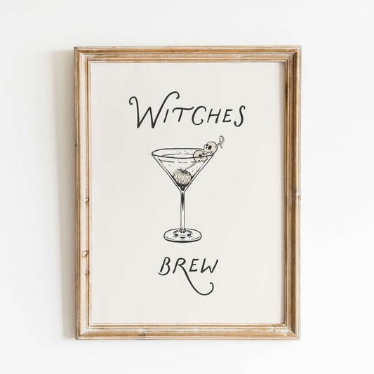 Framed artwork with a martini glass and text on a white background