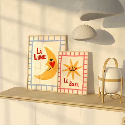 Set of 2 La Lune & Le Soleil Prints