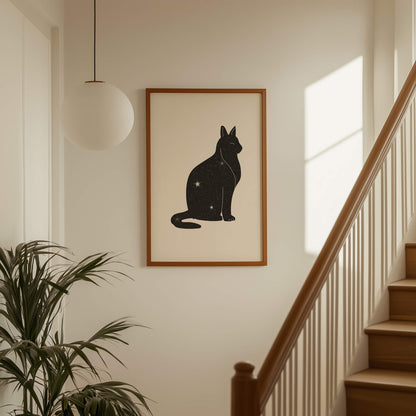 Starry Black Cat Poster