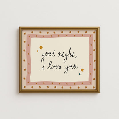 Good Night, I Love You Horizontal Poster