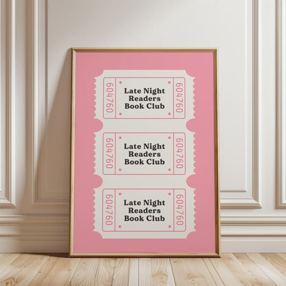 Pink Late Night Readers Library Card Poster