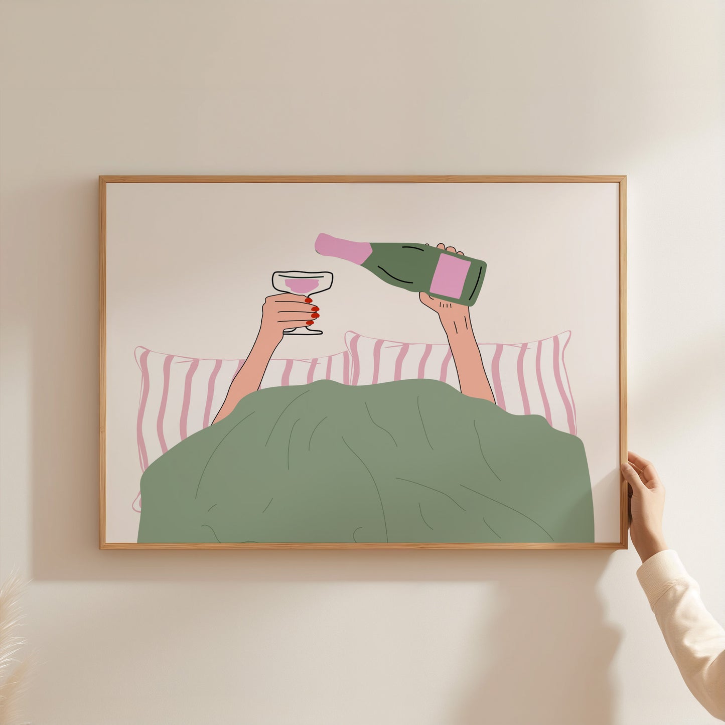 Wine in Bed Pink Poster