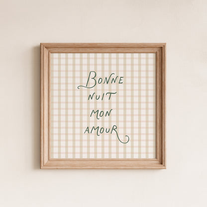Bonne Nuit Mon Amour Nursery Poster