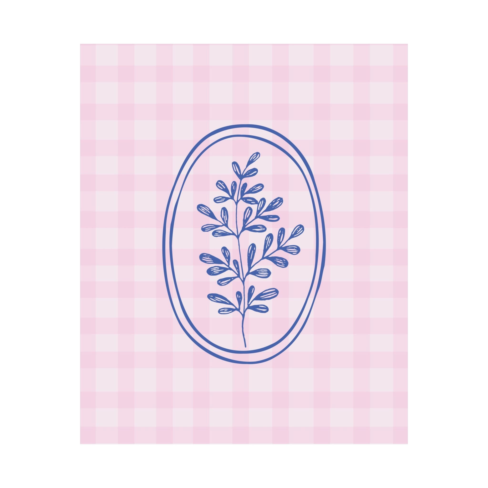 Gingham Blue Flower Poster