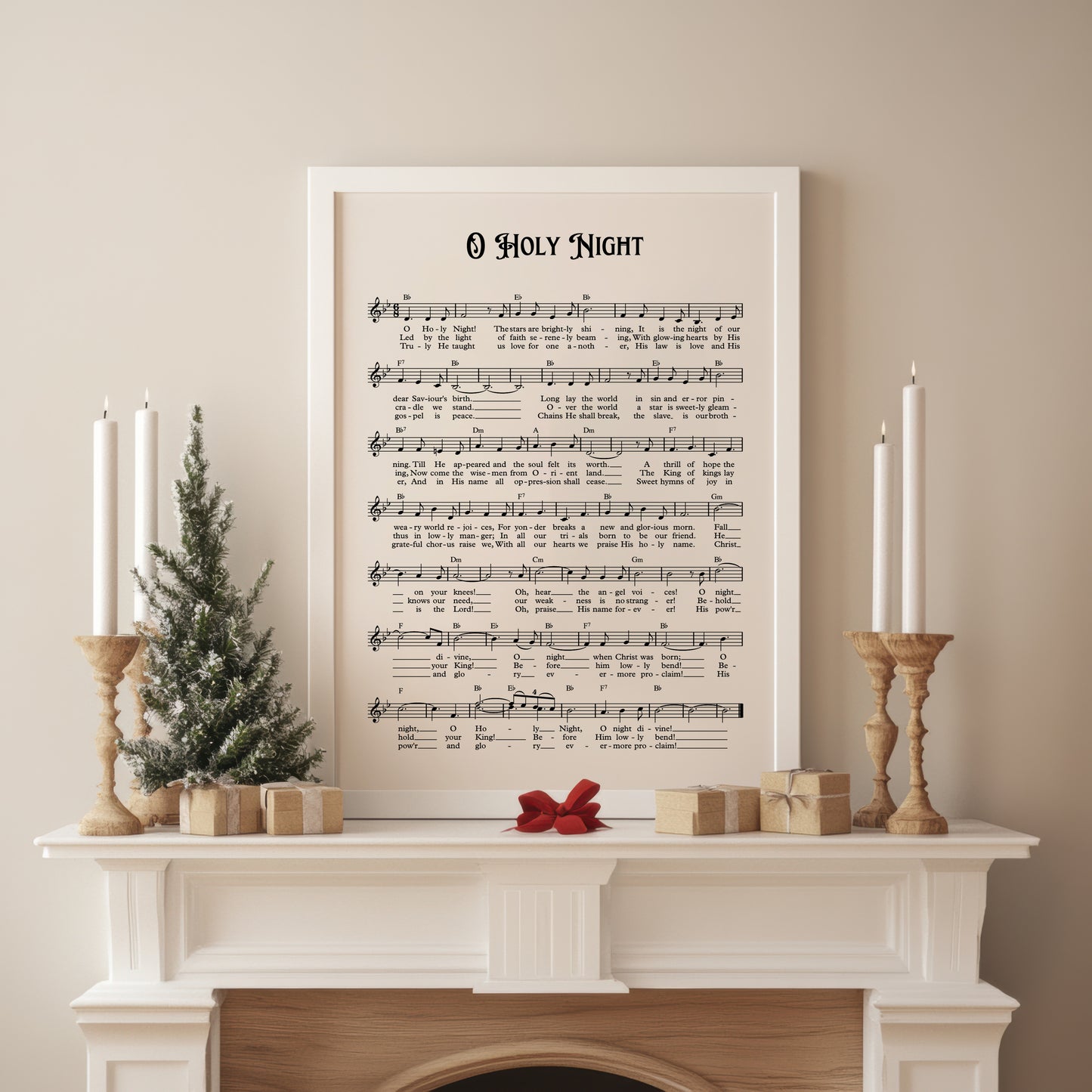 O Holy Night Carol Music Sheet Poster
