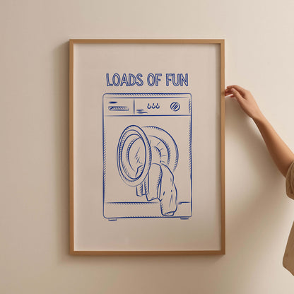 Loads of Fun Blue Laundry Poster