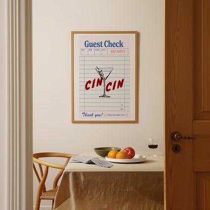 Guest Check Cin Cin Cocktail Poster