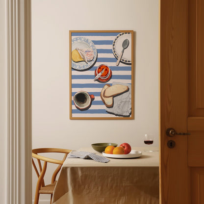 Blue Breakfast Table Poster