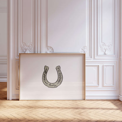 Lucky Horseshoe Olive Horizontal Poster