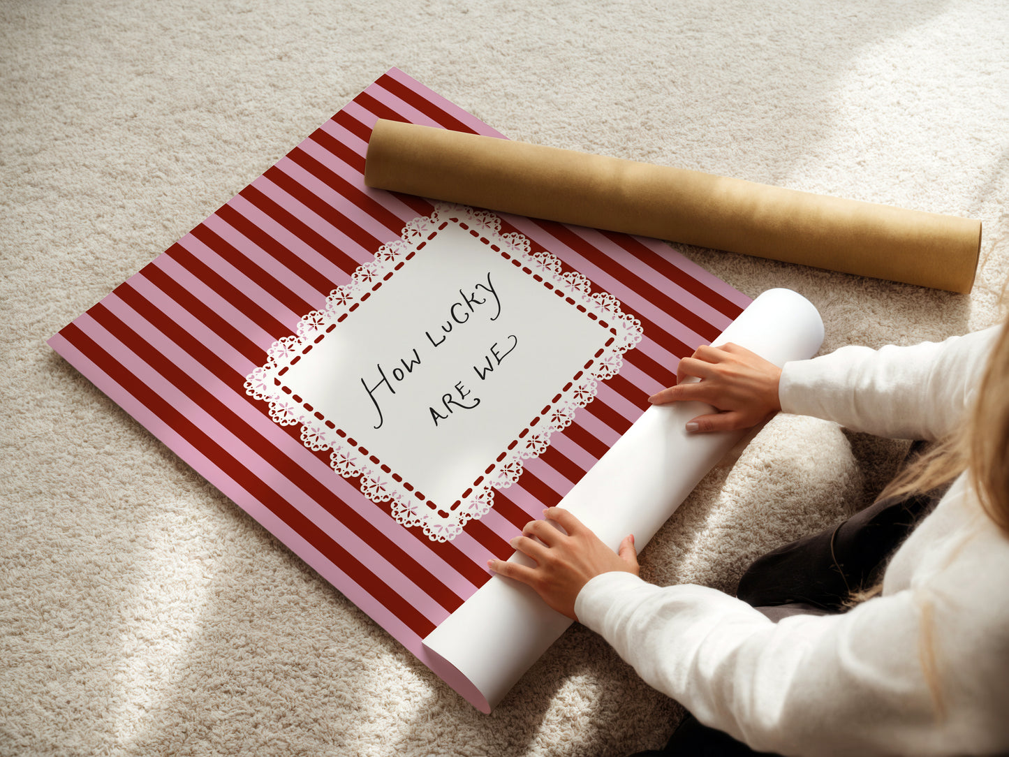 How Lucky Are We Lace Striped Poster