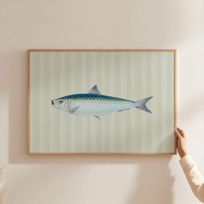 Vintage Fish Striped Green Poster