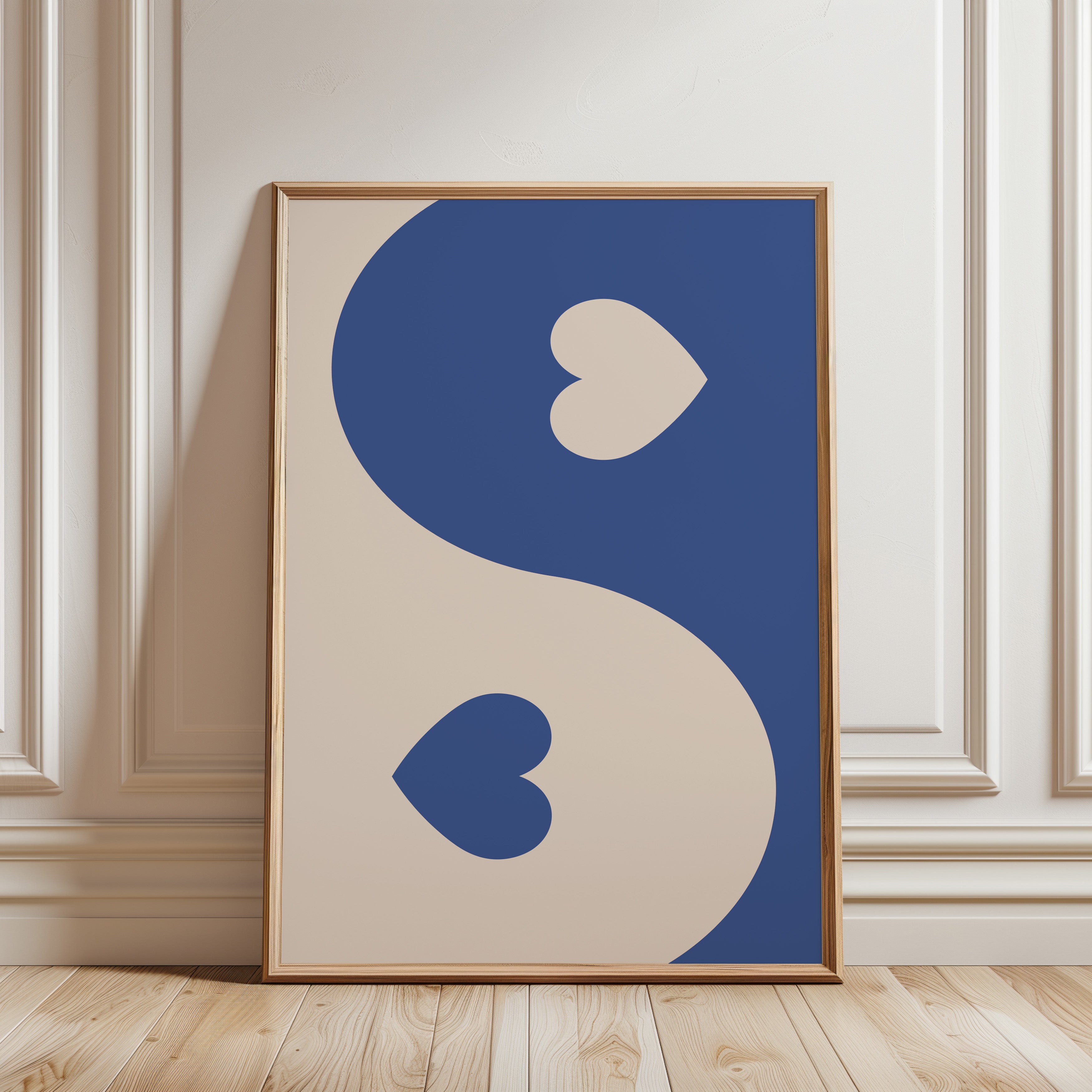 Yin Yang Heart Blue Poster