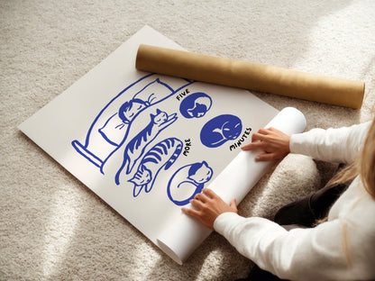 Five More Minutes Cat Poster