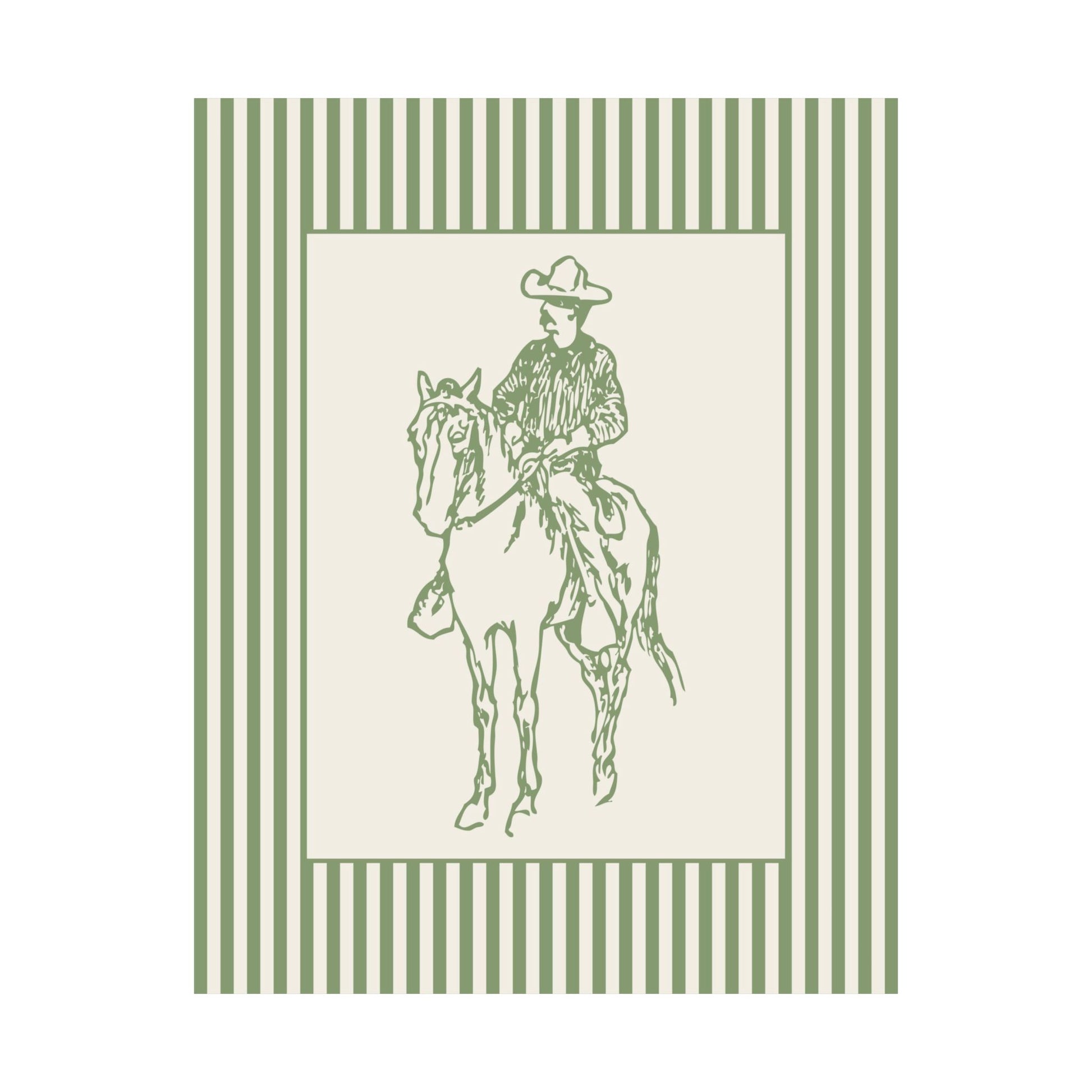 Cowboy Sketch Striped Sage Poster