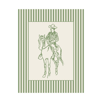 Cowboy Sketch Striped Sage Poster