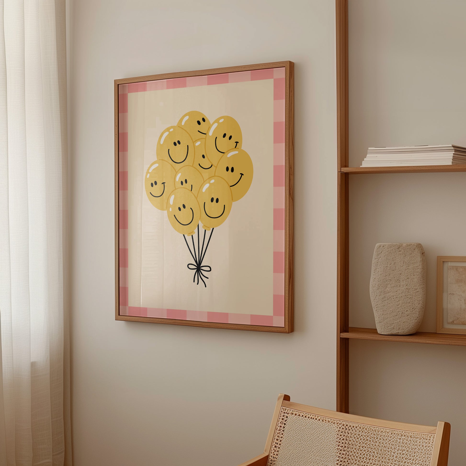 Happy Balloon Checkered Poster