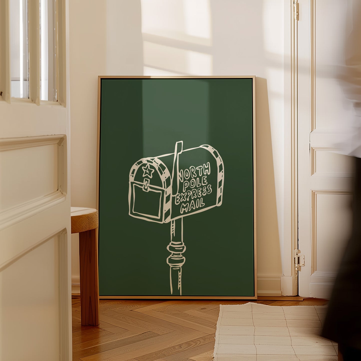 North Pole Mailbox Green Christmas Poster