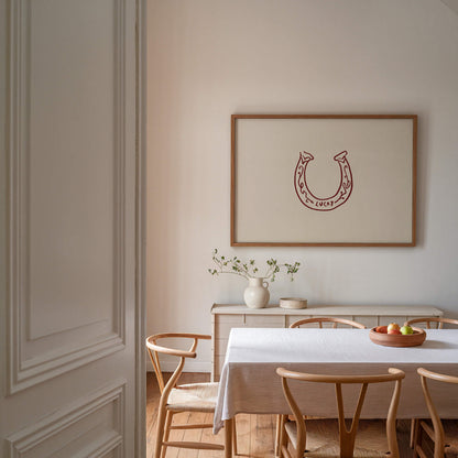 Lucky Horseshoe Burgundy Horizontal Poster