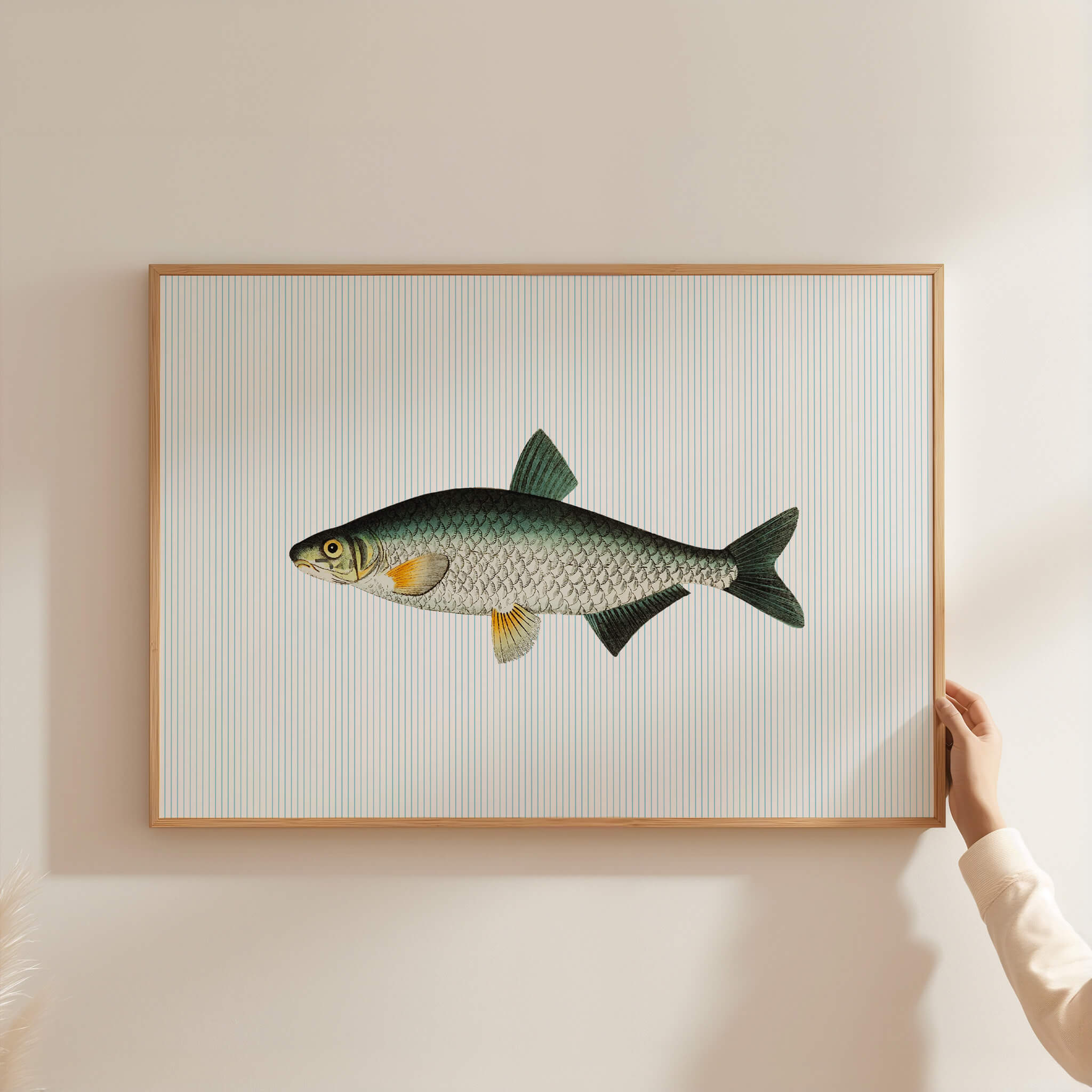 Vintage Fish Striped Blue Poster