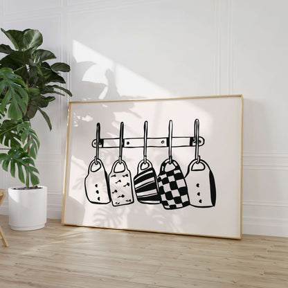 Kitchen Mugs Black Horizontal Poster