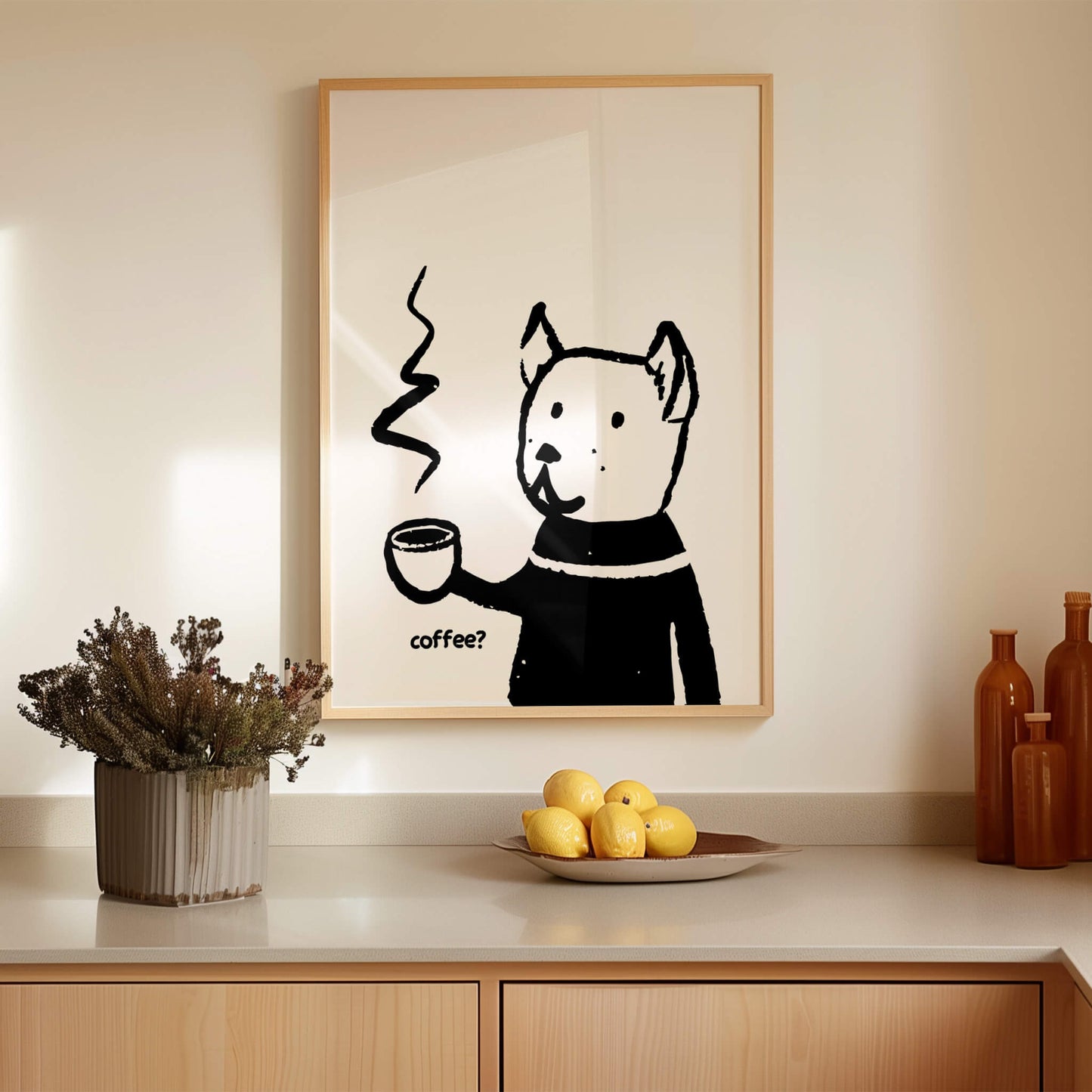 Dog Drinking Coffee Poster