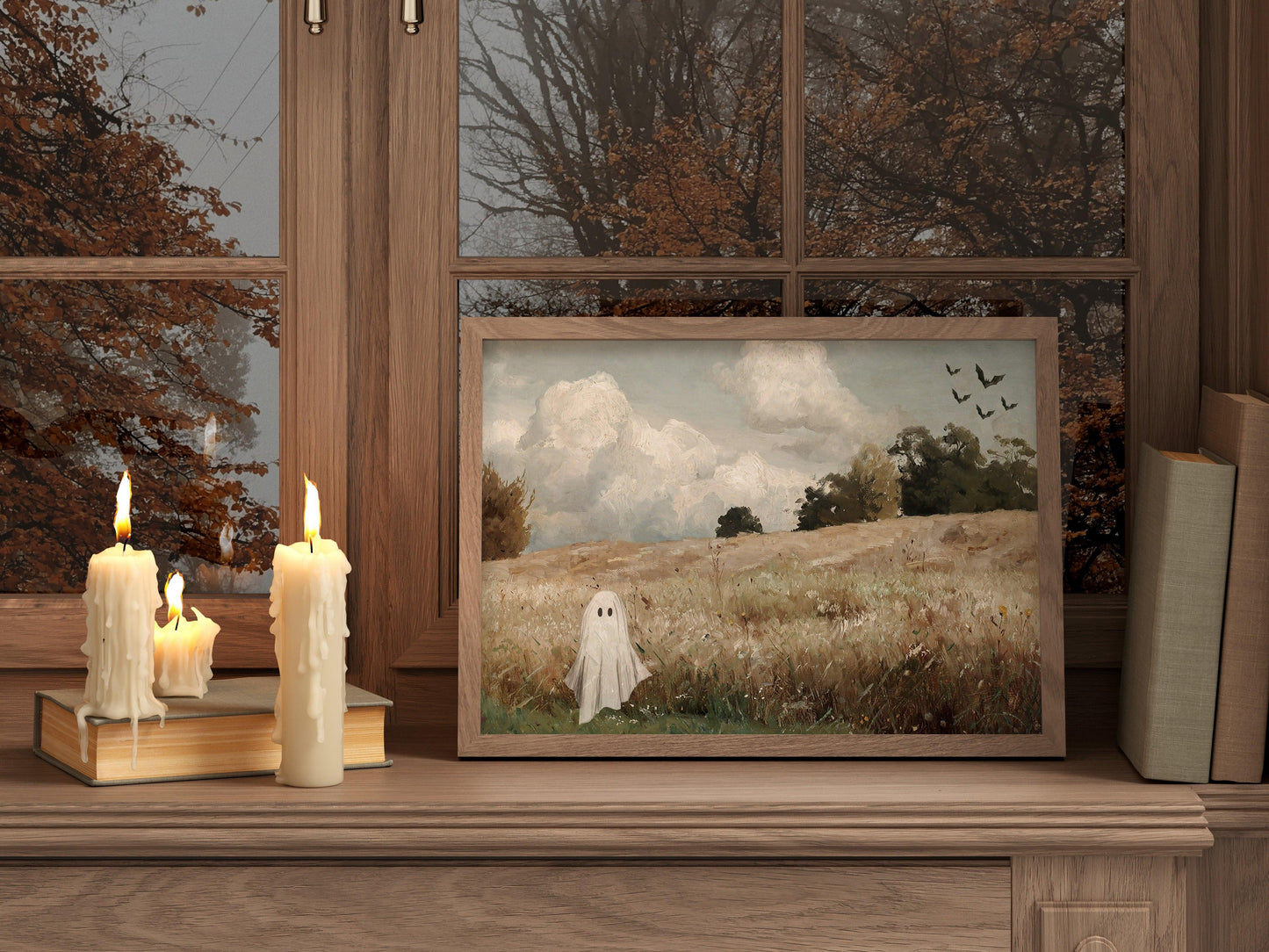 Ghost in Painting Vintage Landscape Poster