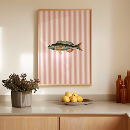 Fish Illustration Striped Poster