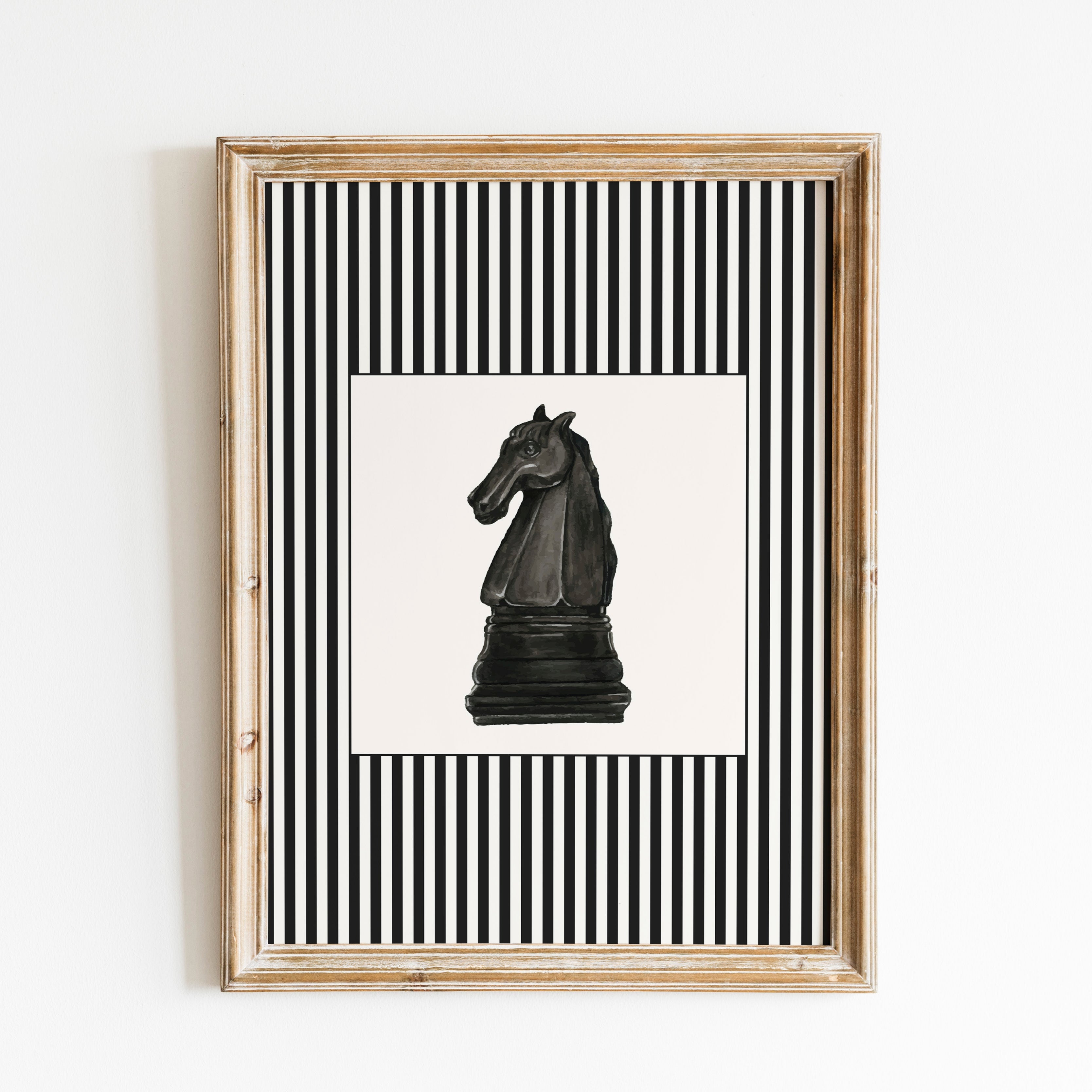 Chess Piece Watercolor Striped Poster