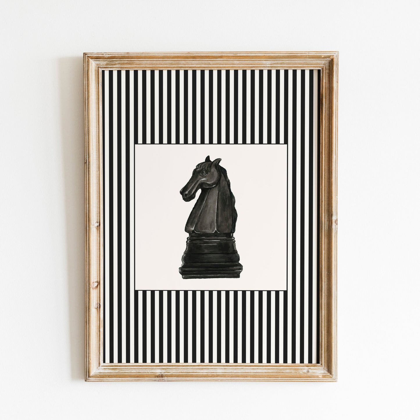 Chess Piece Watercolor Striped Poster