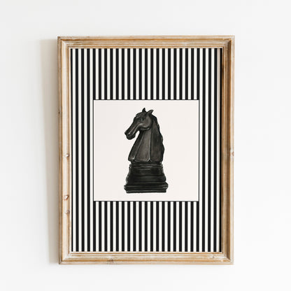 Chess Piece Watercolor Striped Poster
