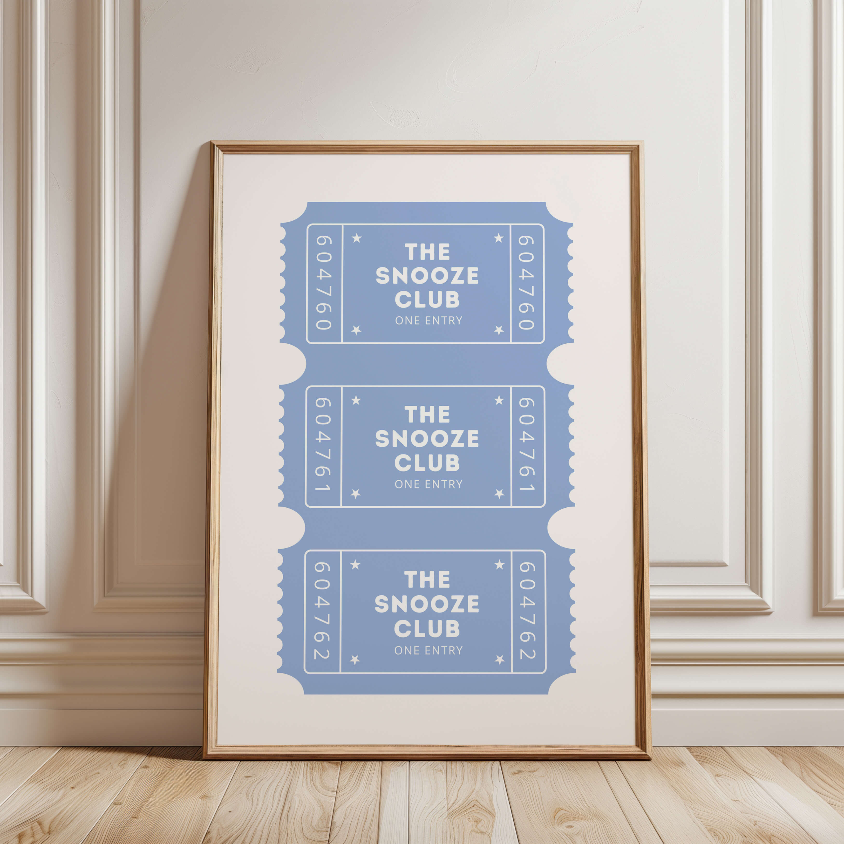 The Snooze Club Ticket Blue Poster
