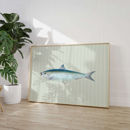 Vintage Fish Striped Green Poster