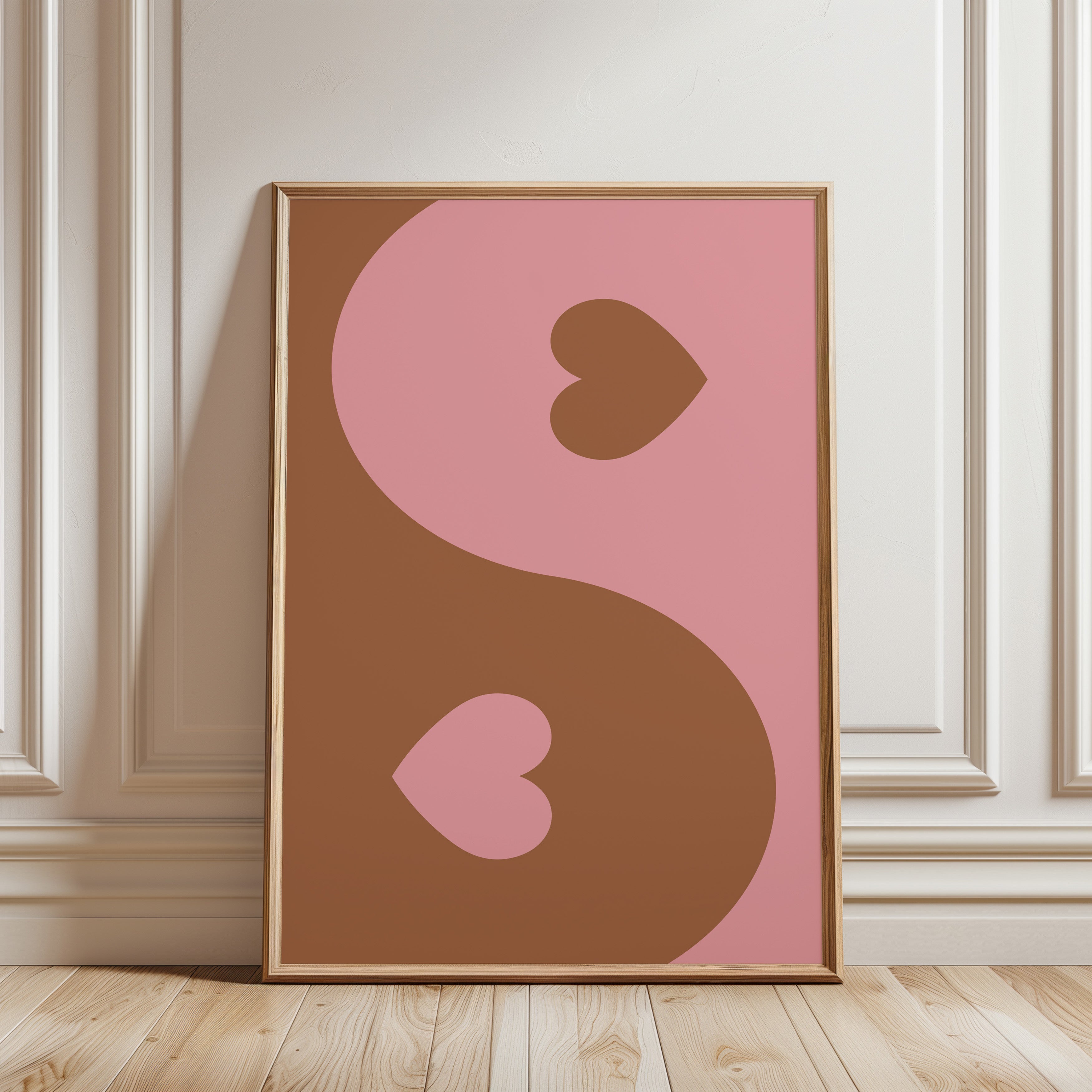 Yin Yang Heart Pink & Brown Poster