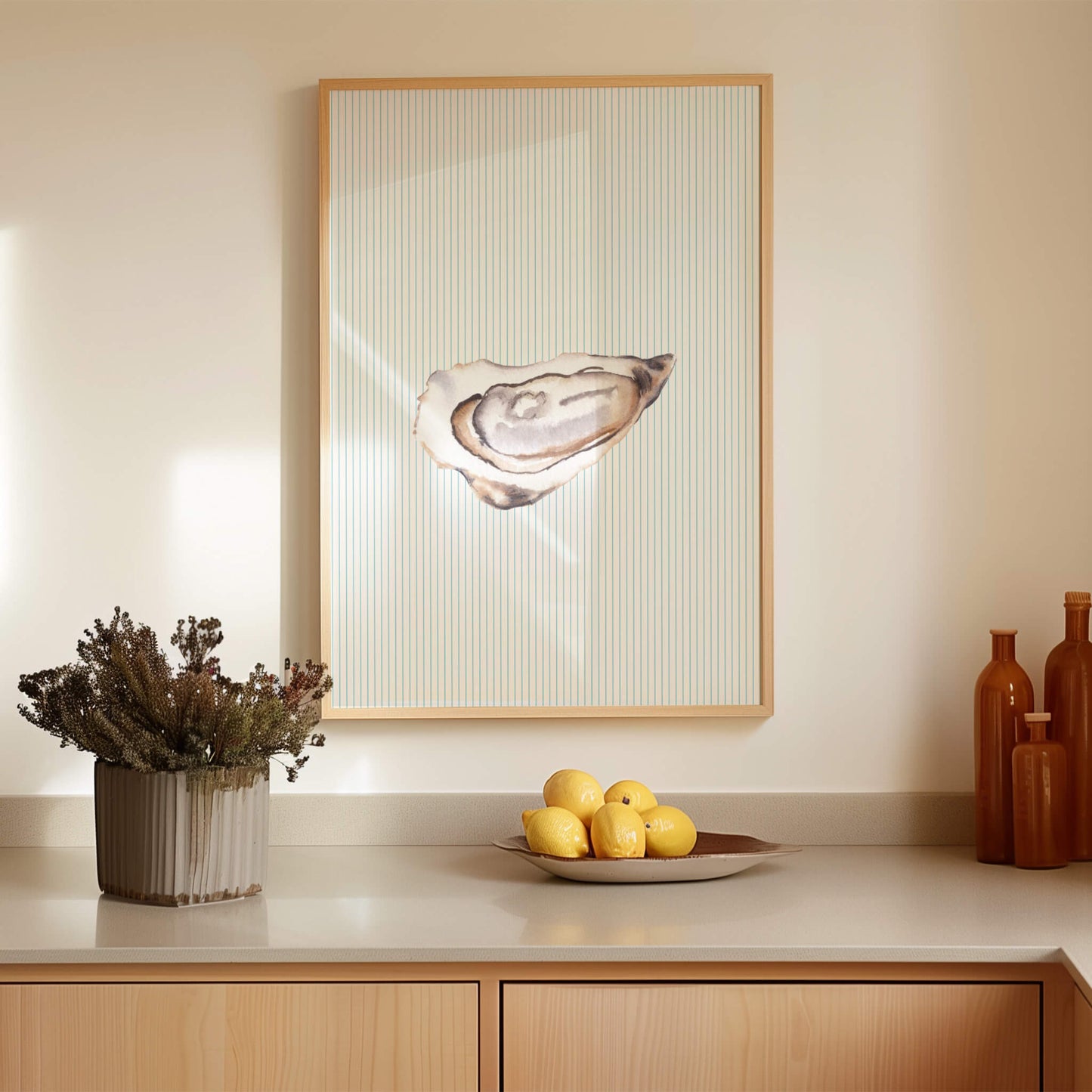 Single Oyster Striped Poster