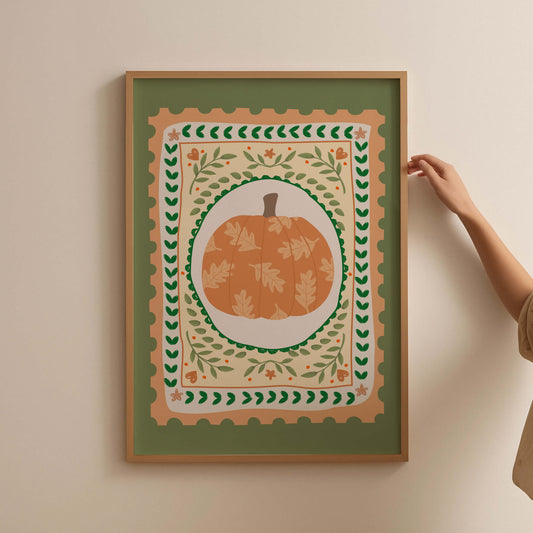 Pumpkin Stamp Cottagecore Poster